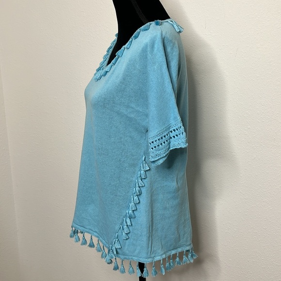 Chico’s size 0. Small Tassel trim pullover in tranquil blue - Picture 5 of 9